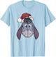 Disney Winnie The Pooh Christmas Eeyore Santa Hat T-Shirt - T-Shirt | Light Blue