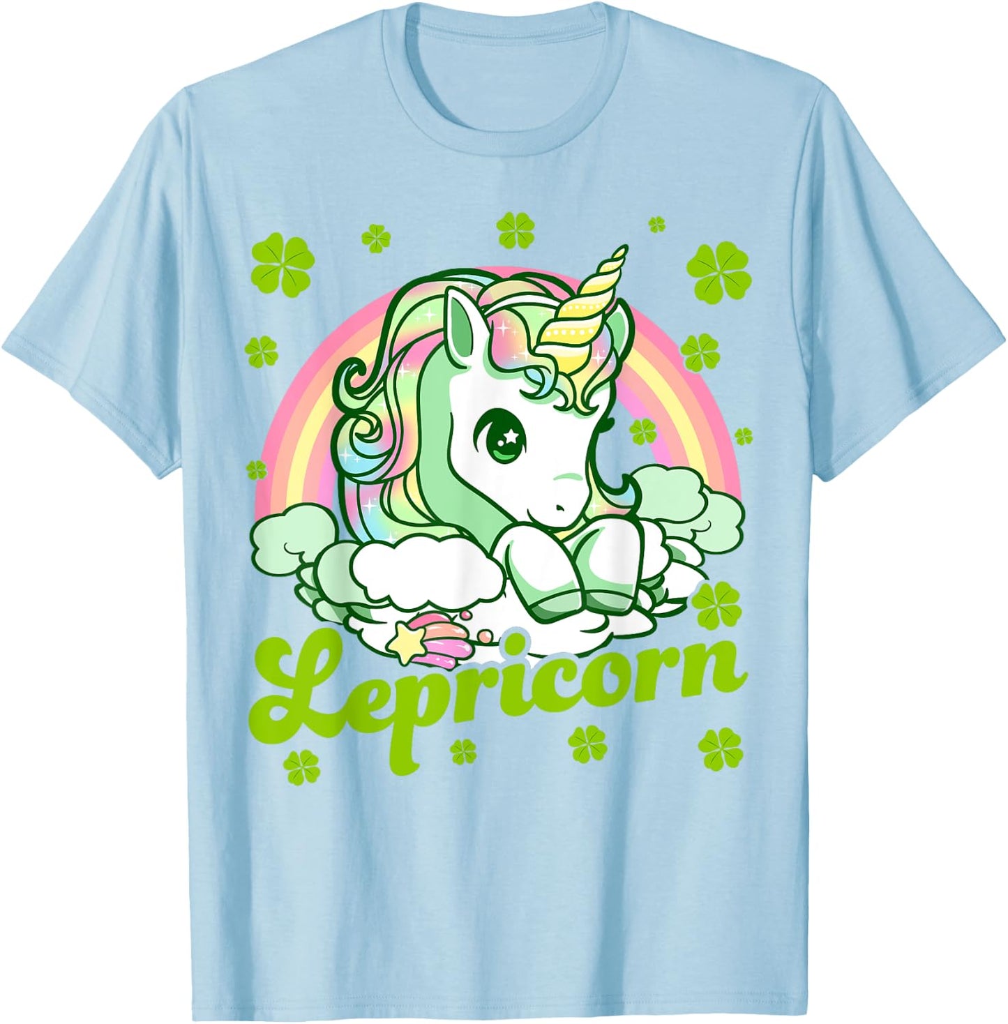 Lepricorn Rainbow St Patricks Day Unicorn Girls Kids Teacher T-Shirt - T-Shirt | Light Blue
