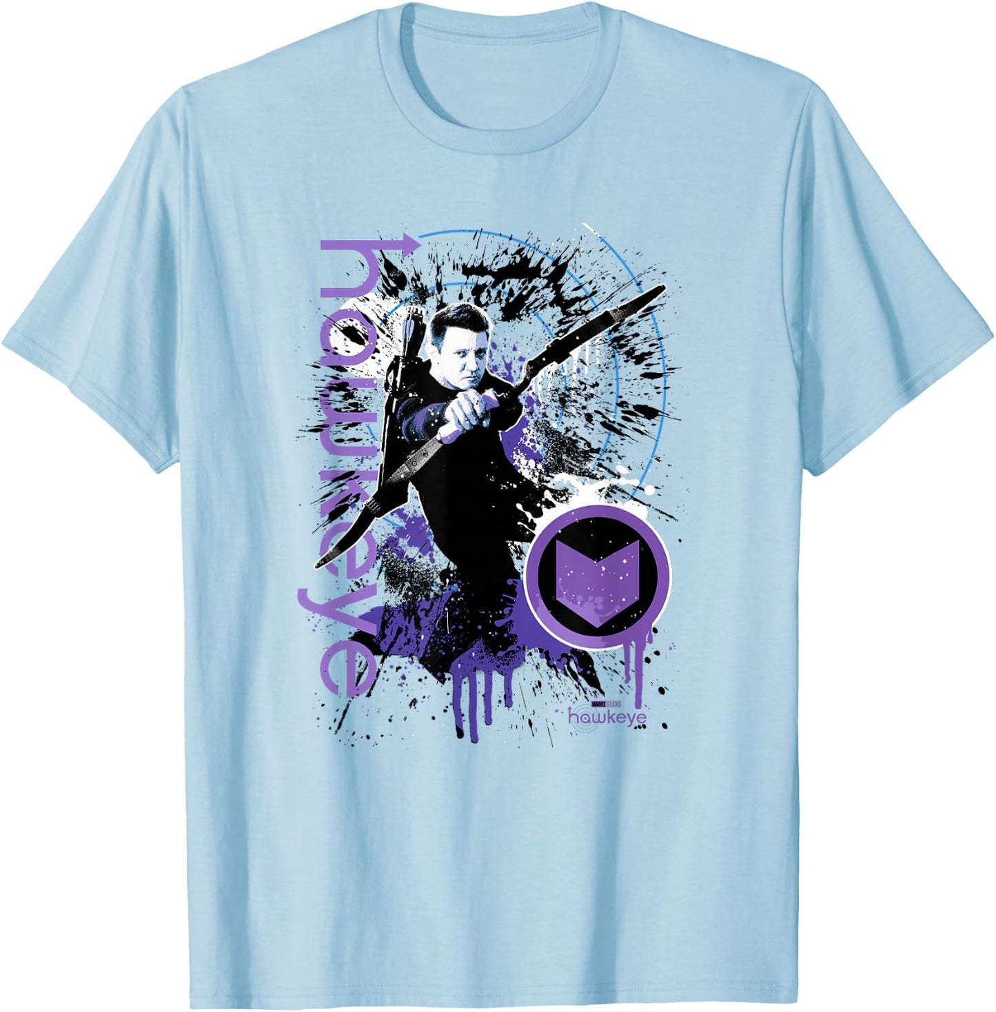 Marvel Hawkeye Disney Plus Target Paint Splatter T-Shirt - T-Shirt | Light Blue