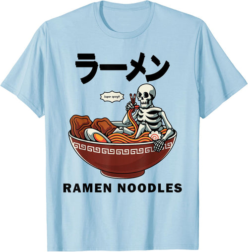 Skeleton Relaxing In A Bowl Of Ramen Funny Japanese Noodles