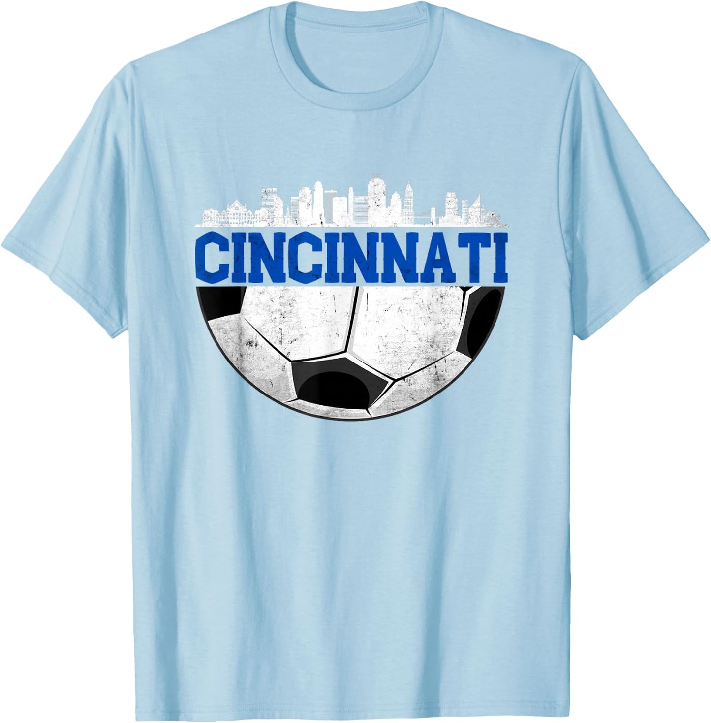 Cincinnati Soccer Distressed Cincy 'NATI T-Shirt - T-Shirt | Light Blue