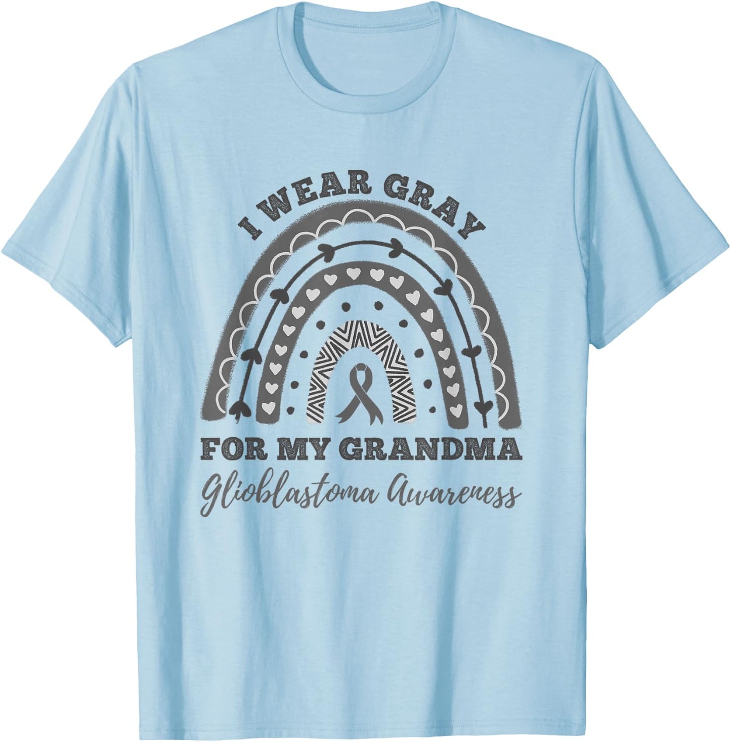 I Wear Gray For My Grandma Glioblastoma Awareness Rainbow T-Shirt - T-Shirt | Light Blue