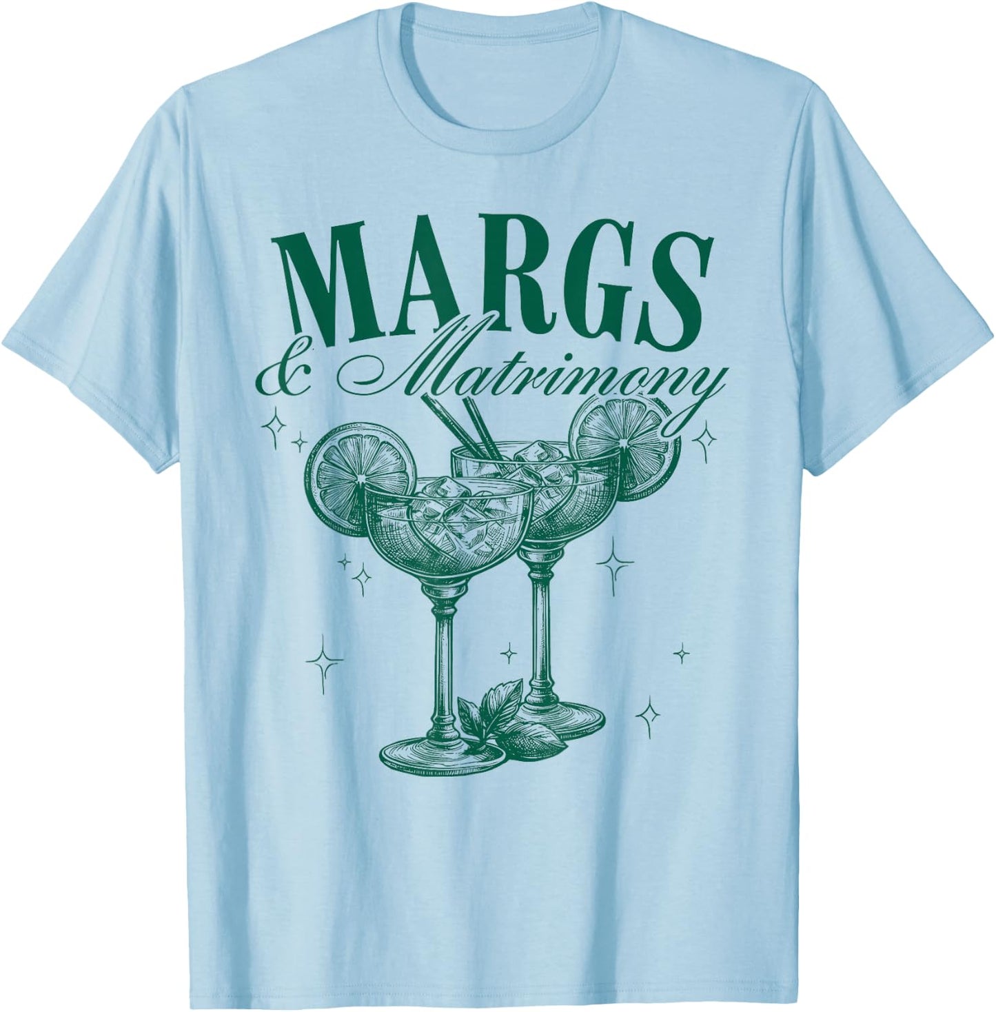 Margs and Matrimony Bachelorette Party Margarita Drink Team T-Shirt - T-Shirt | Light Blue