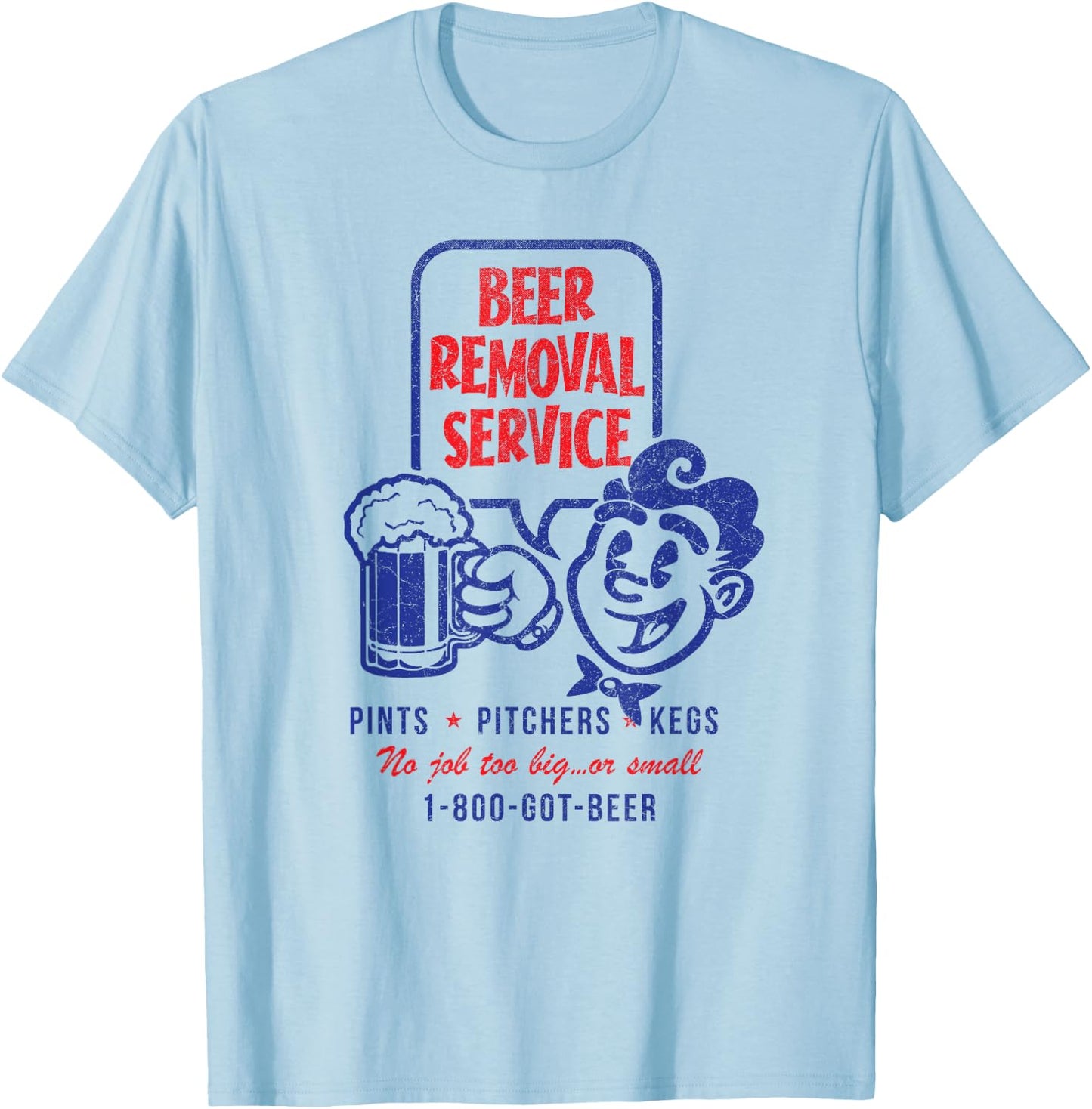 Beer Removal Service - Retro Vintage Funny Beer Drinker T-Shirt - T-Shirt | Light Blue