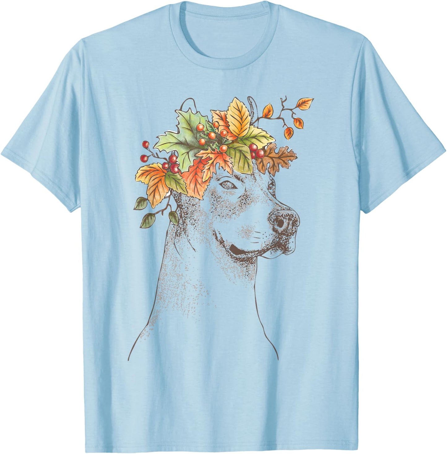 Outline with leaves and branches | American Pitbull Terrier T-Shirt - T-Shirt | Light Blue