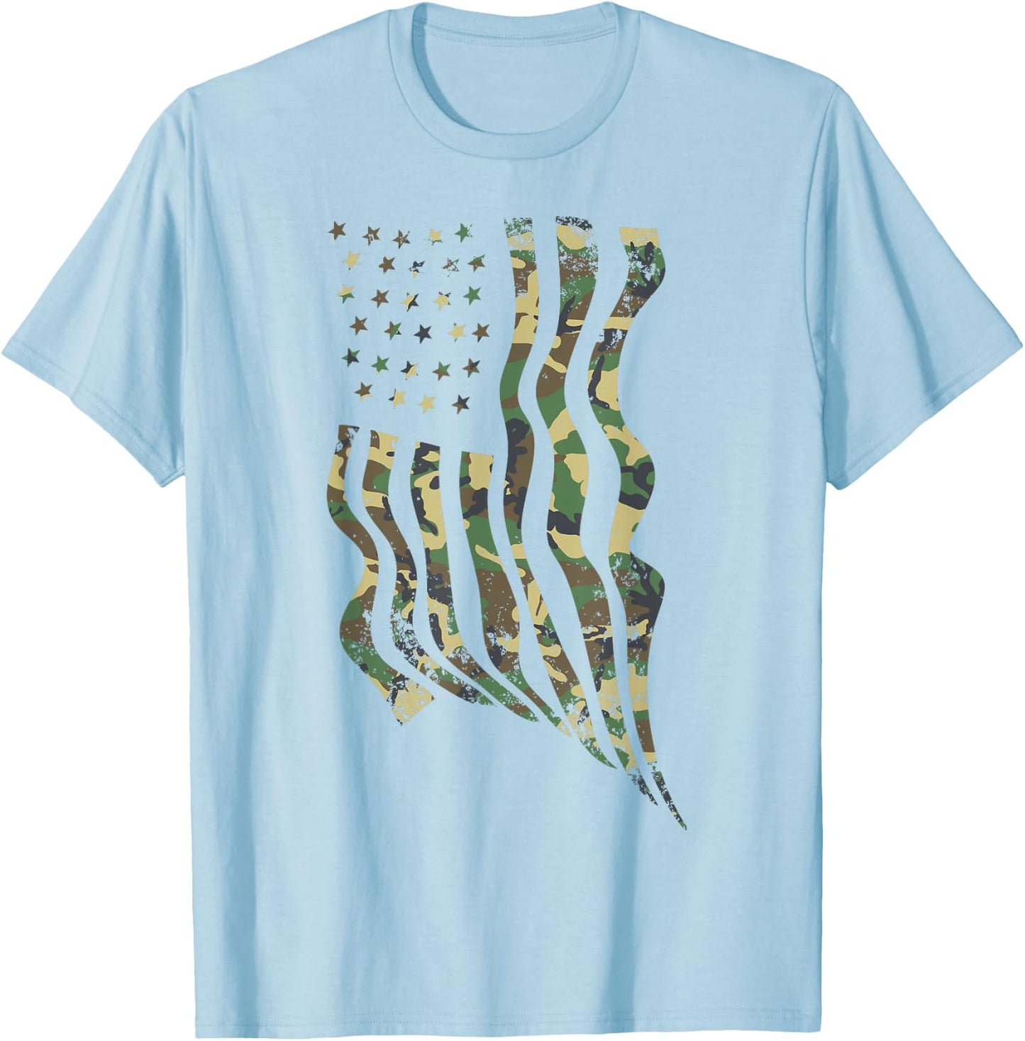 USA Camouflage Flag Shirt | Classic Army Print Gift T-Shirt - T-Shirt | Light Blue