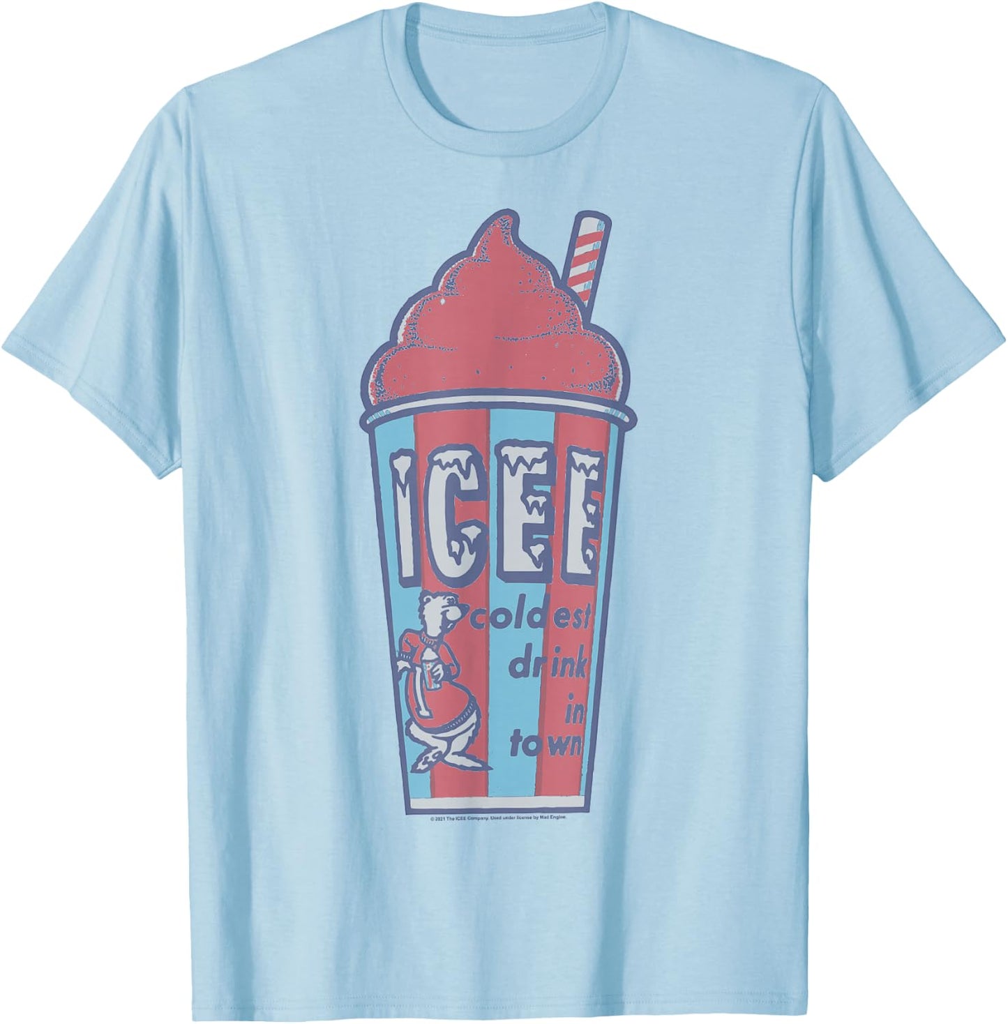 ICEE Bear Classic Coldest Drink In Town Logo V-2 T-Shirt - T-Shirt | Light Blue