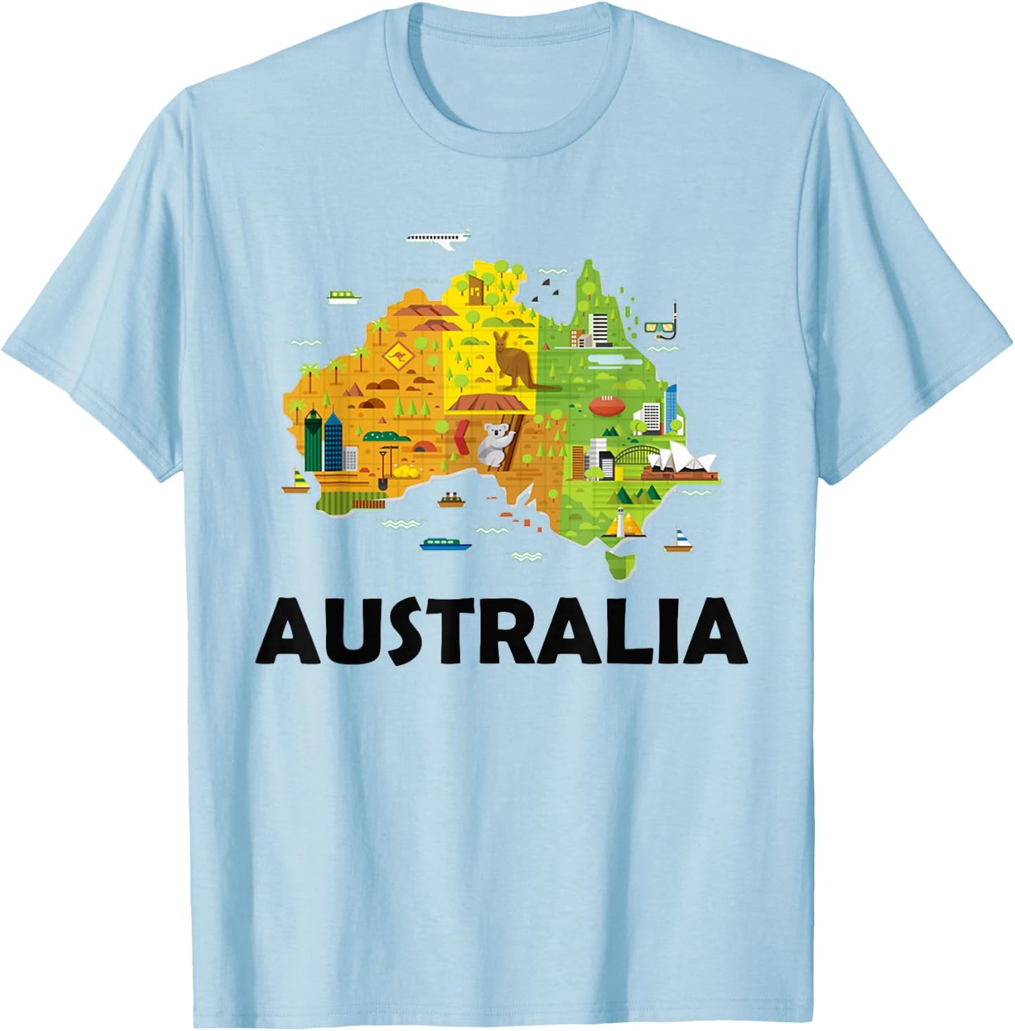Australia Australian Elements Fun Map Ocenia Small T-Shirt - T-Shirt | Light Blue
