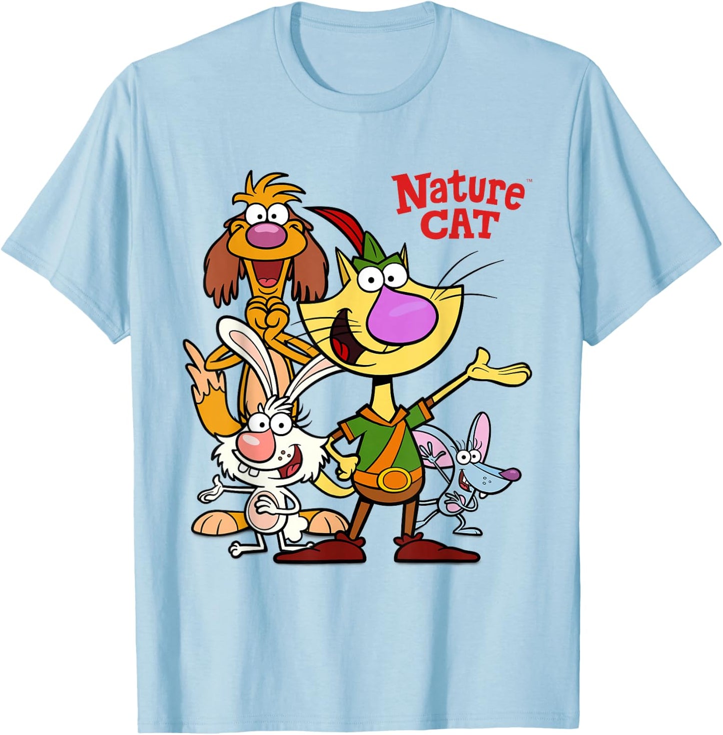 Nature Cat and Friends T-Shirt - T-Shirt | Light Blue