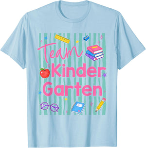 Preppy Team Kindergarten Back to School Teachers Students T-Shirt - T-Shirt | Light Blue