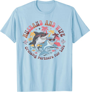 Cruising Ship Couple Partner Cruise Matching Vacation T-Shirt - T-Shirt | Light Blue