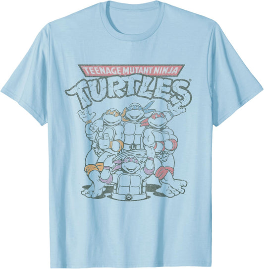 Retro TMNT Group Limited Color T-Shirt - T-Shirt | Light Blue