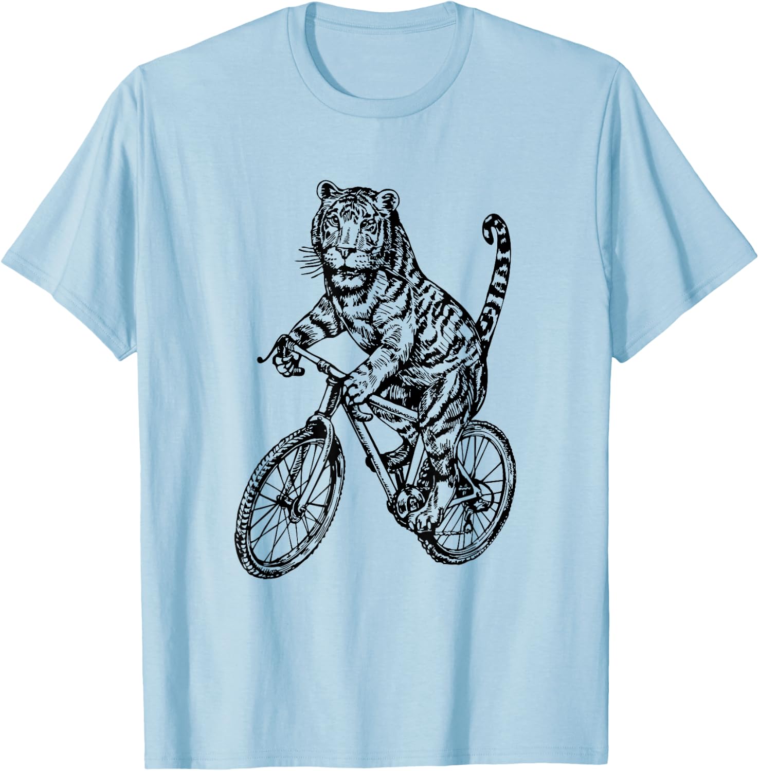 Tiger Cycling Bicycle Funny Biker Animal Biking Cool Bike T-Shirt - T-Shirt | Light Blue