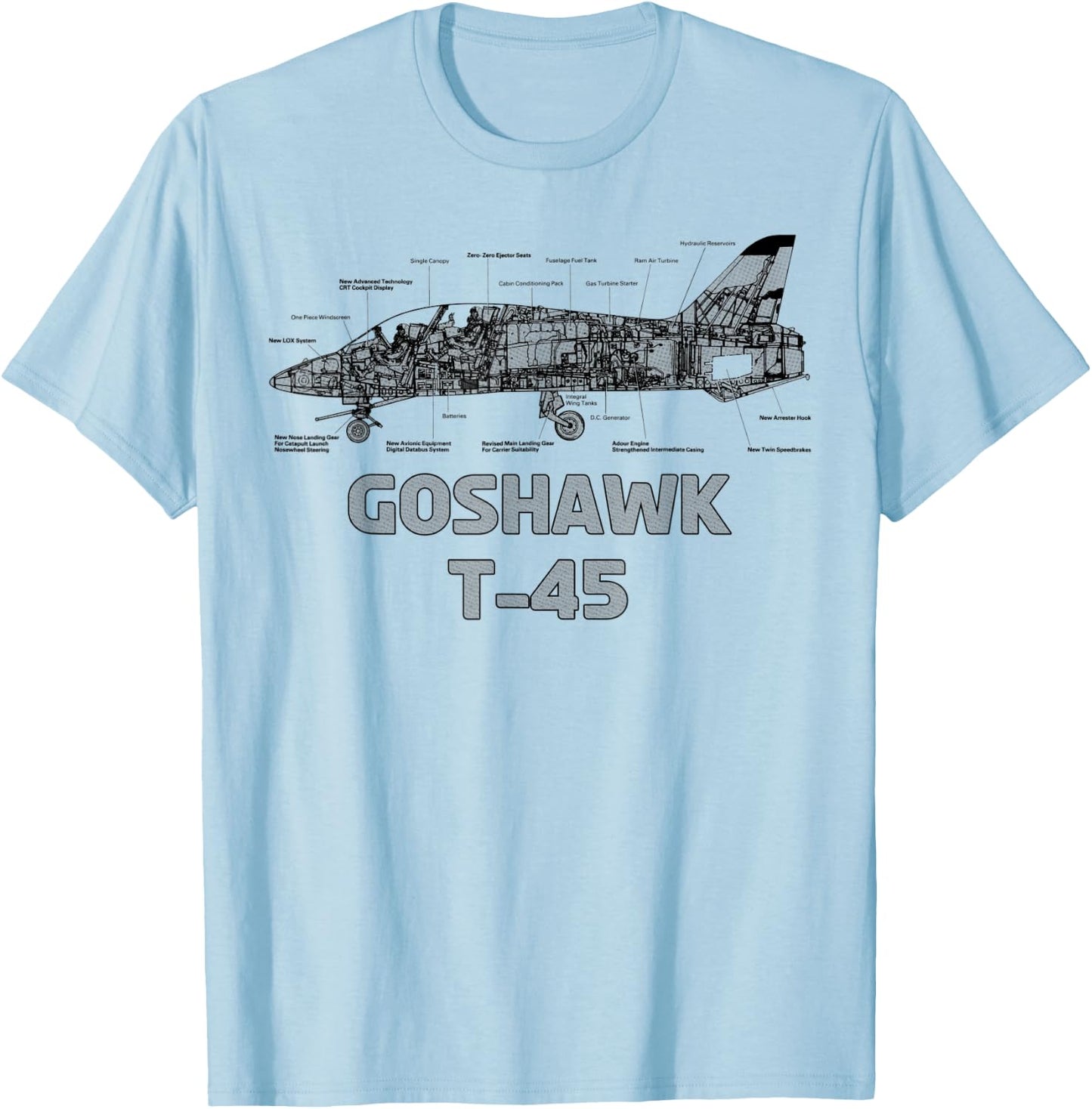 Goshawk T-45 Military Trainer Jet Aircraft T-Shirt - T-Shirt | Light Blue