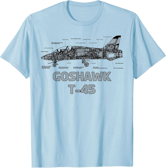 Goshawk T-45 Military Trainer Jet Aircraft T-Shirt - T-Shirt | Light Blue