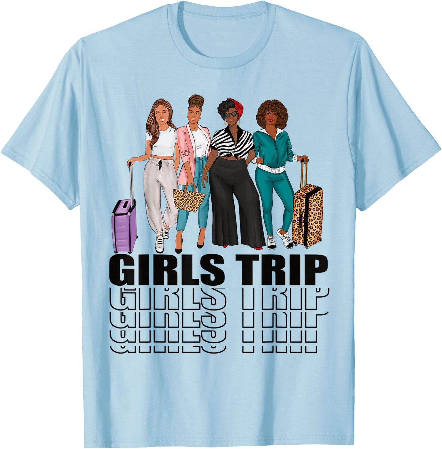 Girls Trip for Melanin Afro Black Vacation Women T-Shirt - T-Shirt | Light Blue