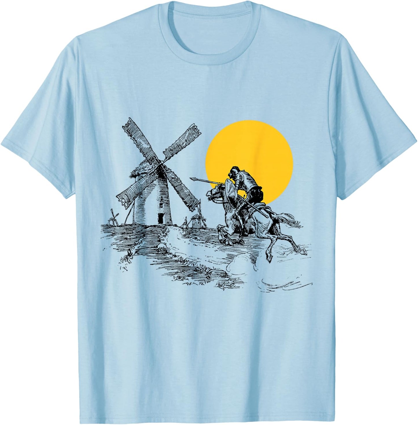 Don Quixote Windmill in Sunshine T-Shirt - T-Shirt | Light Blue