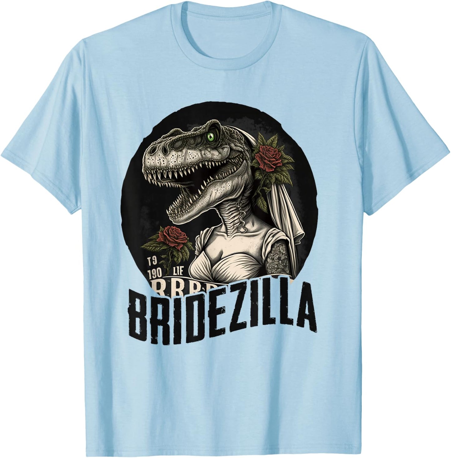 Funny T-Rex Bride Design, BrideZilla T-Shirt - T-Shirt | Light Blue