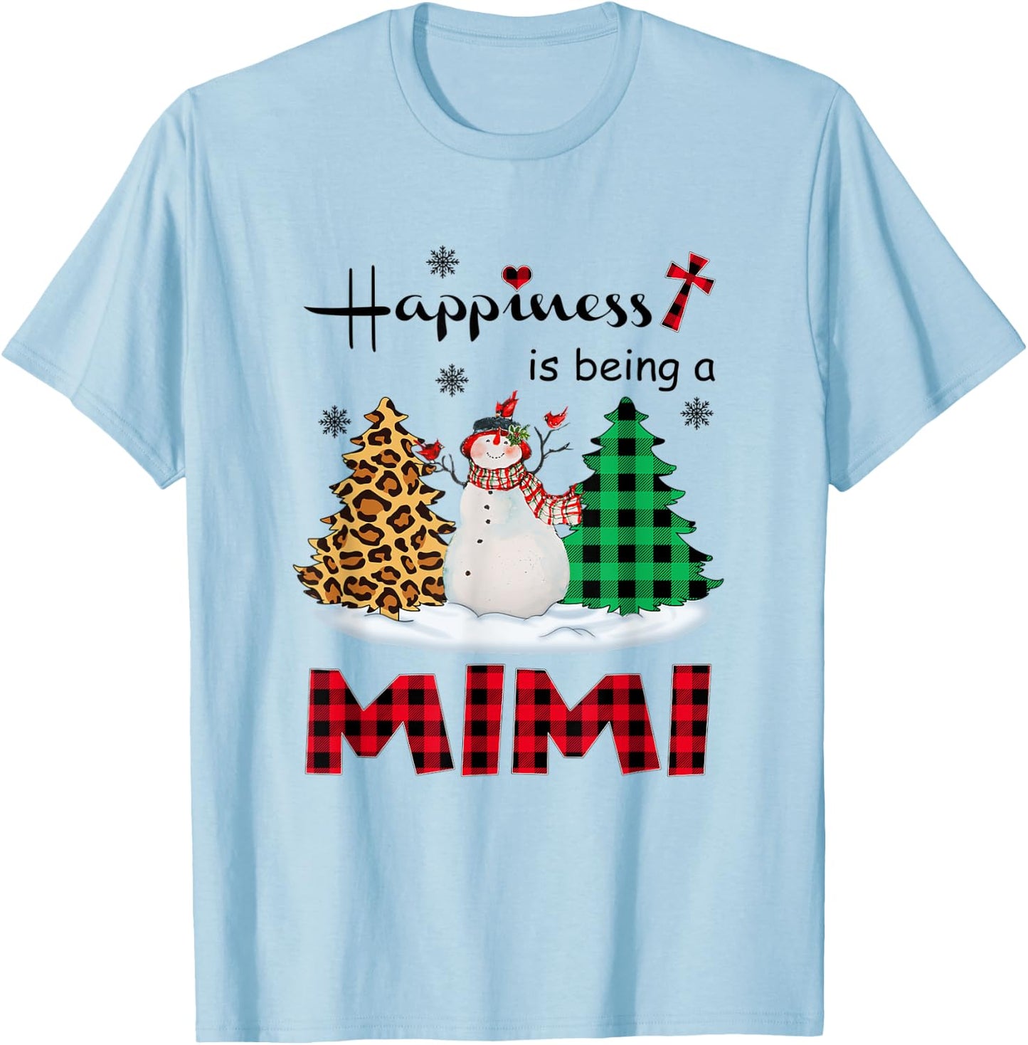 Happiness is being a Mimi Snowman Merry Christmas T-Shirt - T-Shirt | Light Blue