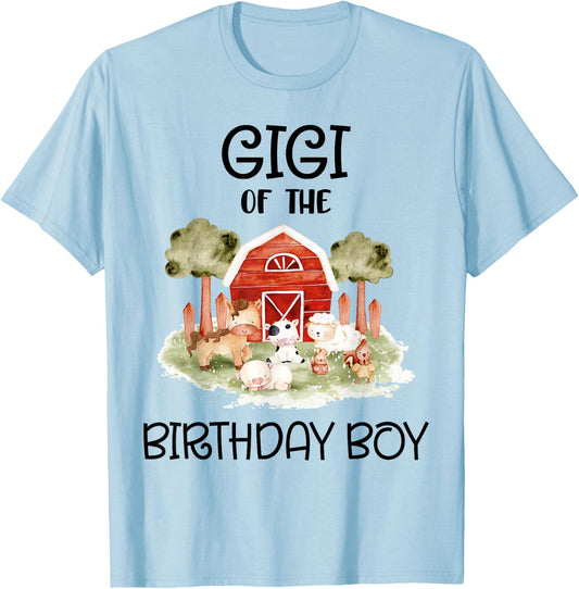 Gigi of The Birthday for Boy Barnyard Farm Animals Party T-Shirt - T-Shirt | Light Blue