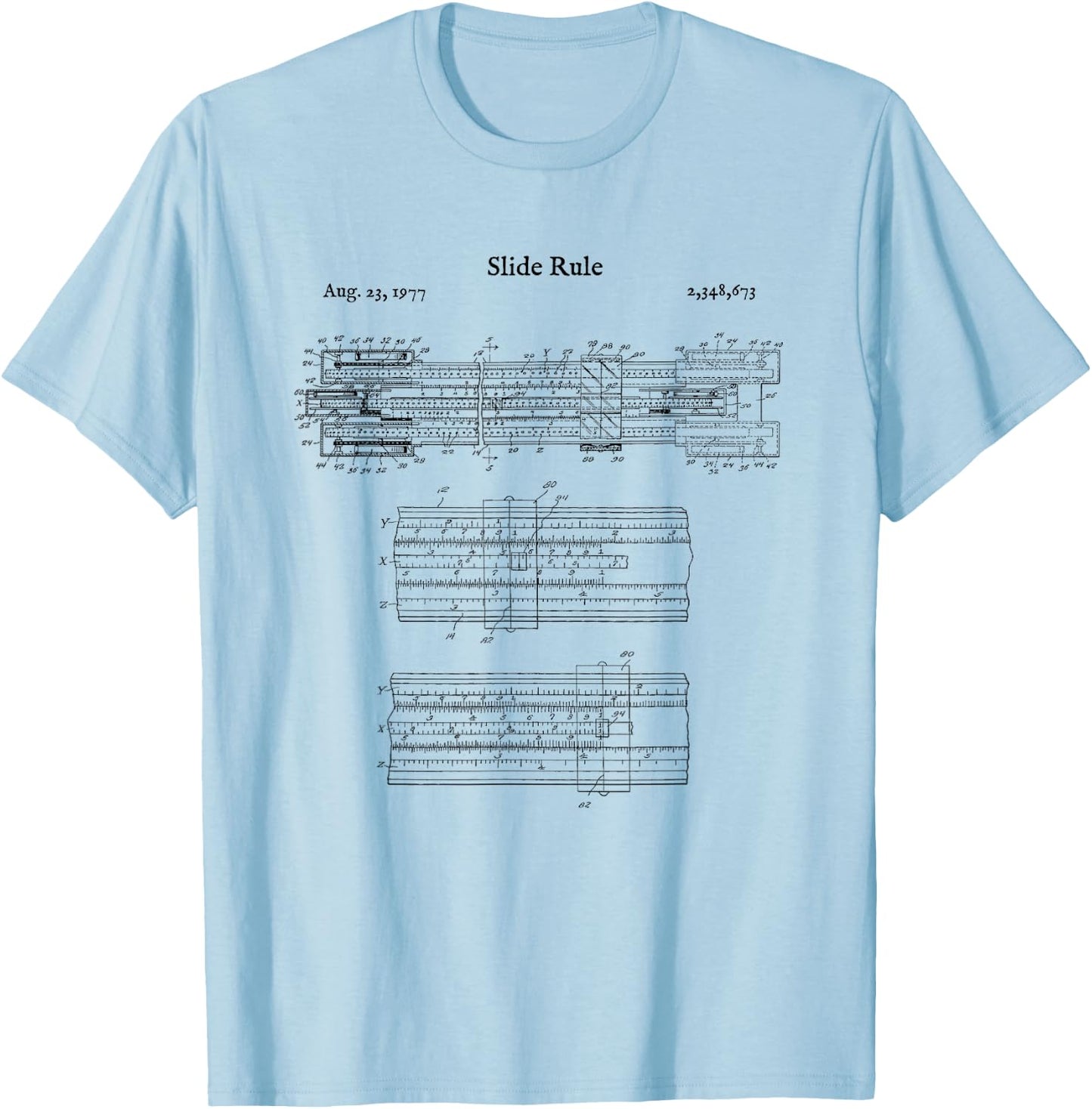 Vintage Slide Rule Shirt - Engineer Mechanical Calculator T-Shirt - T-Shirt | Light Blue