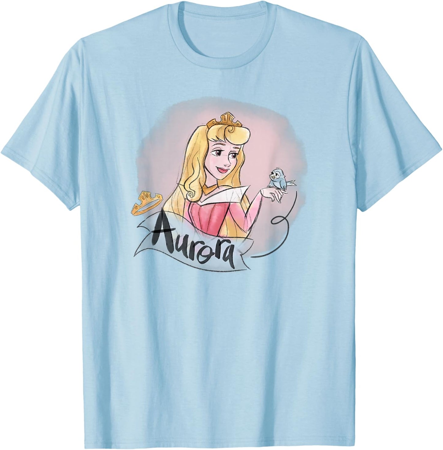 Disney Sleeping Beauty Princess Aurora in Pink Dress T-Shirt - T-Shirt | Light Blue