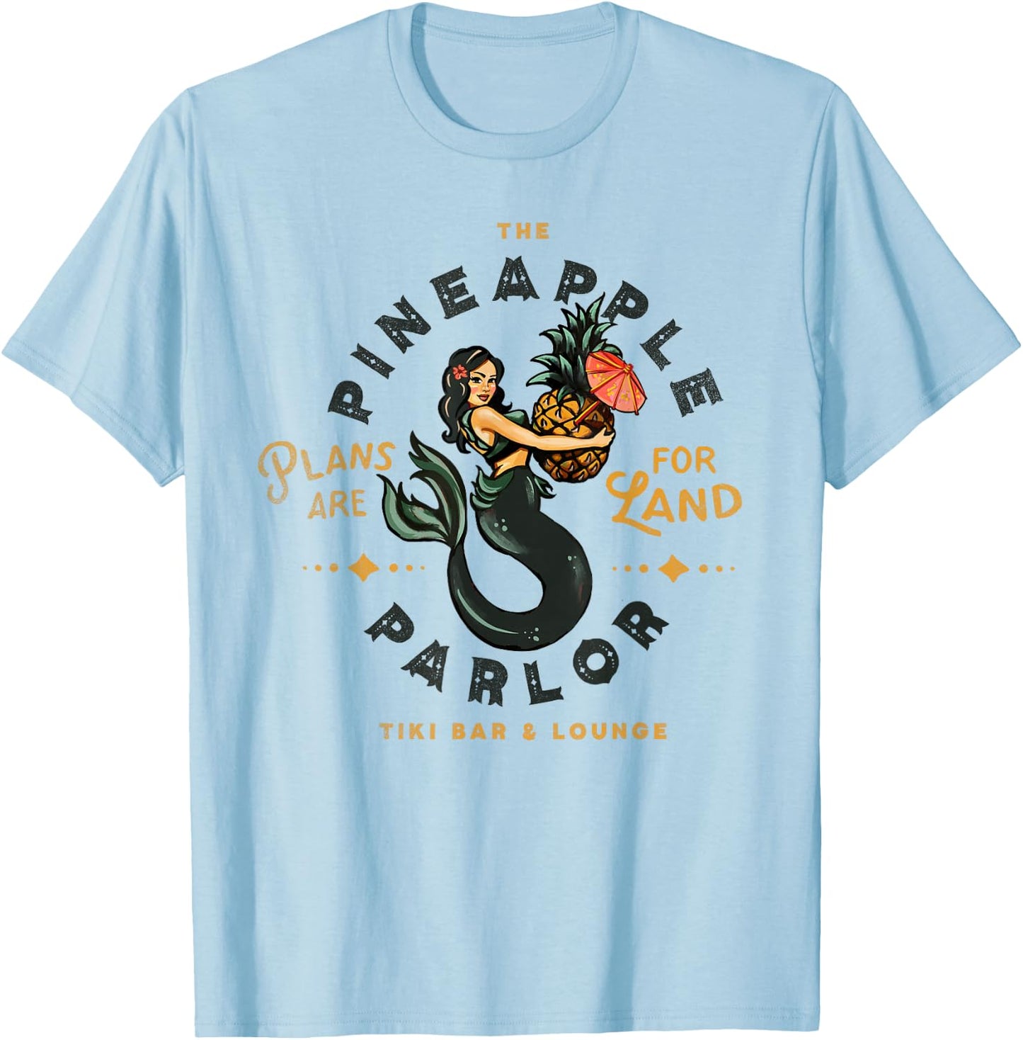 The Pineapple Parlor Tiki Bar & Lounge Vintage Pinup Mermaid Small T-Shirt - T-Shirt | Light Blue
