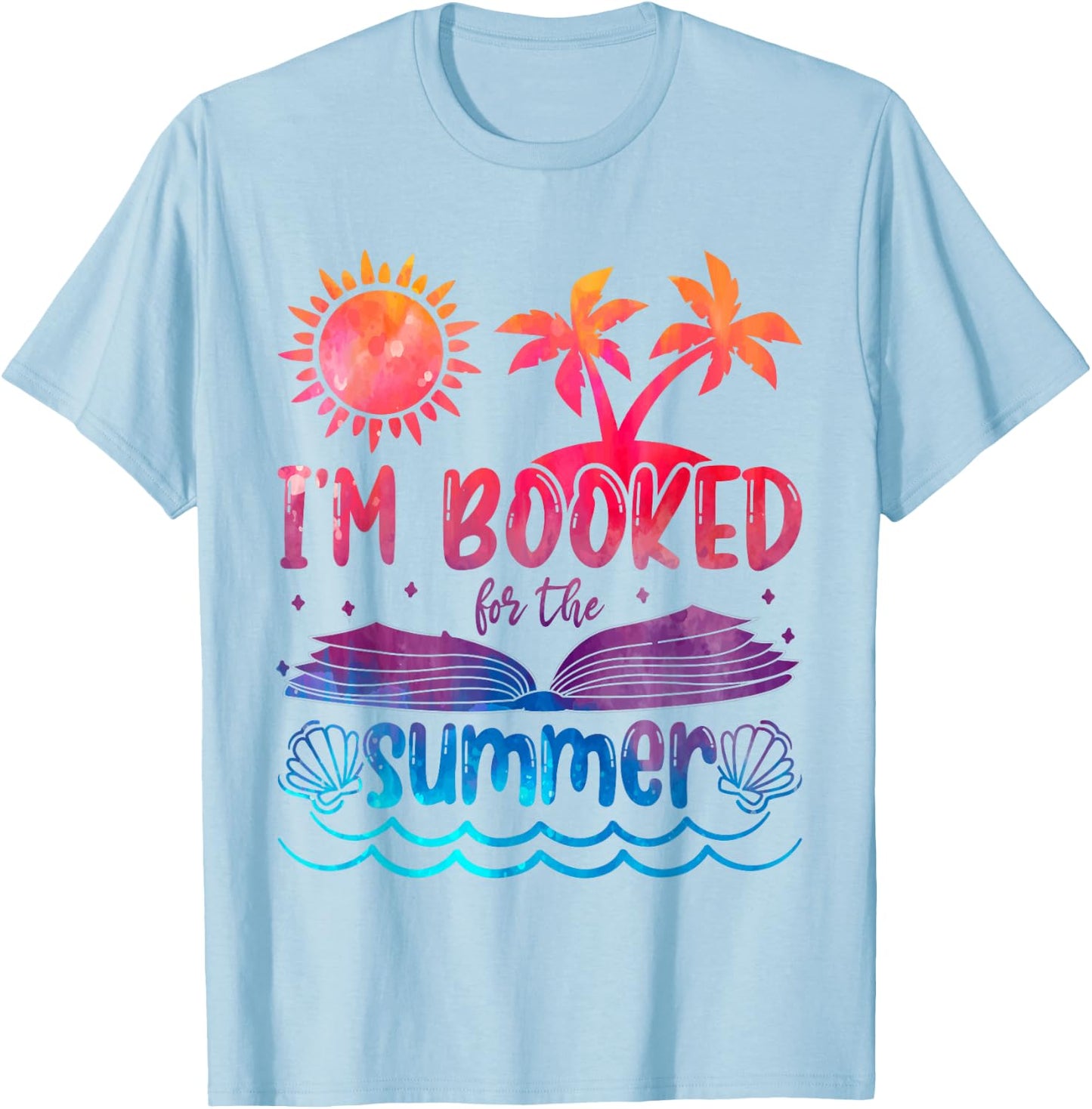 I'm Booked For Summer Tie Dye Beach Vacation Reading Lover T-Shirt - T-Shirt | Light Blue