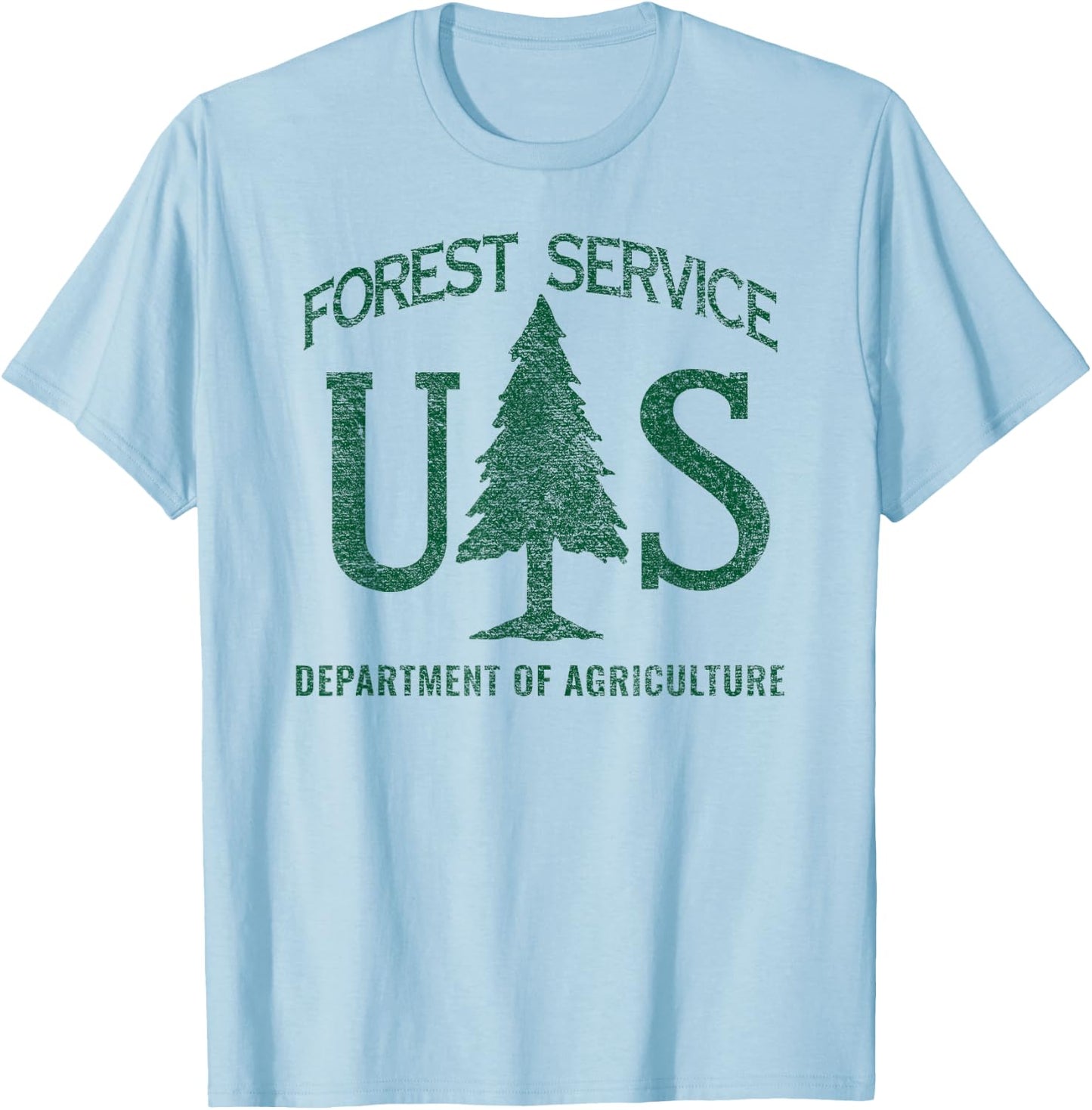 US Forest Service (Distressed Green) T-Shirt - T-Shirt | Light Blue
