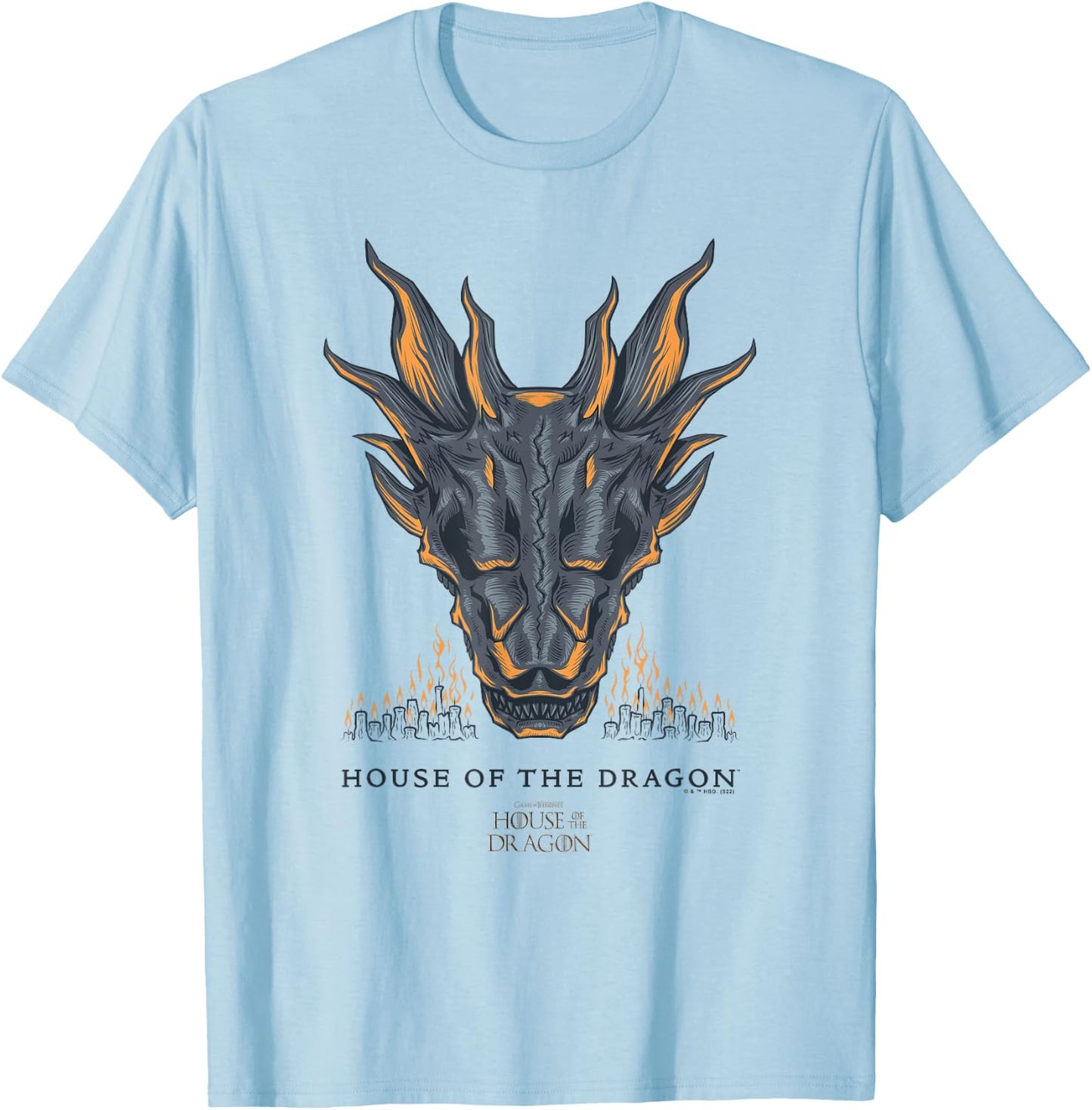 House of the Dragon Skull City Fire T-Shirt - T-Shirt | Light Blue