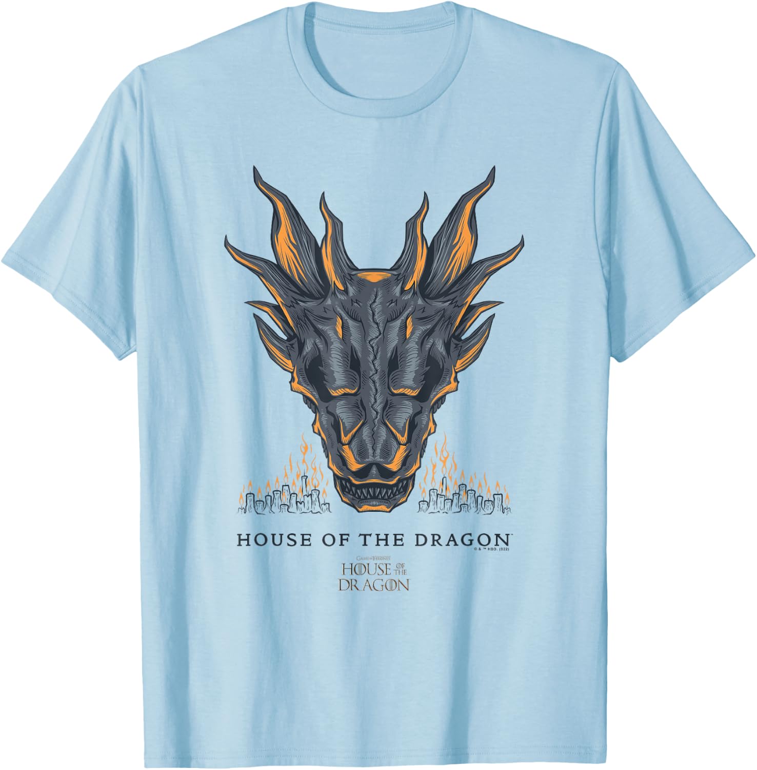 House of the Dragon Skull City Fire T-Shirt - T-Shirt | Light Blue