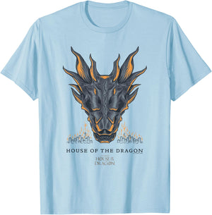 House of the Dragon Skull City Fire T-Shirt - T-Shirt | Light Blue
