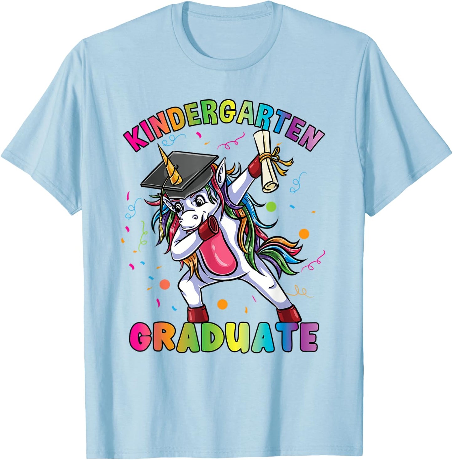 Kindergarten Graduate Unicorn Last Day Of School T-Shirt - T-Shirt | Light Blue