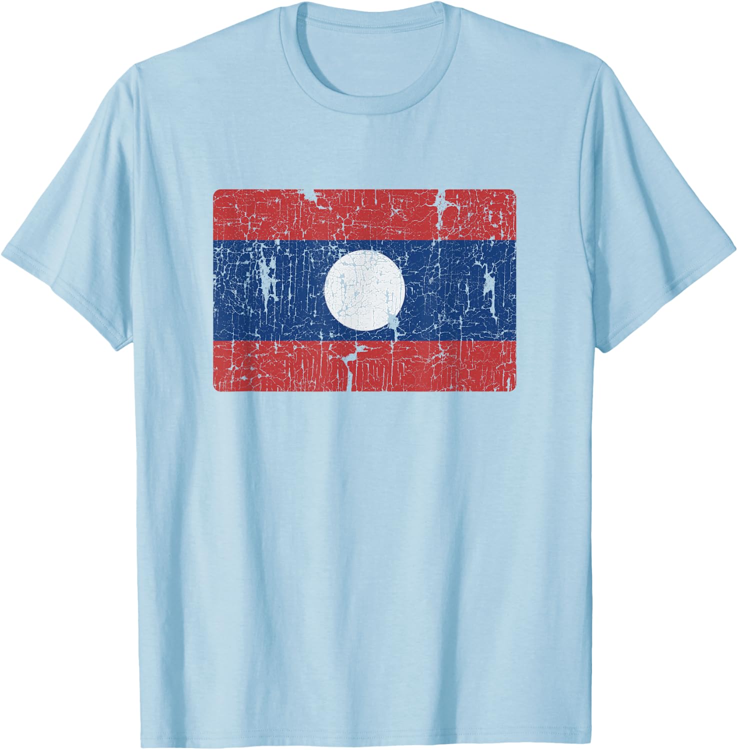Vintage Laotian Flag of Laos Souvenir Men Women Kids T-Shirt - T-Shirt | Light Blue