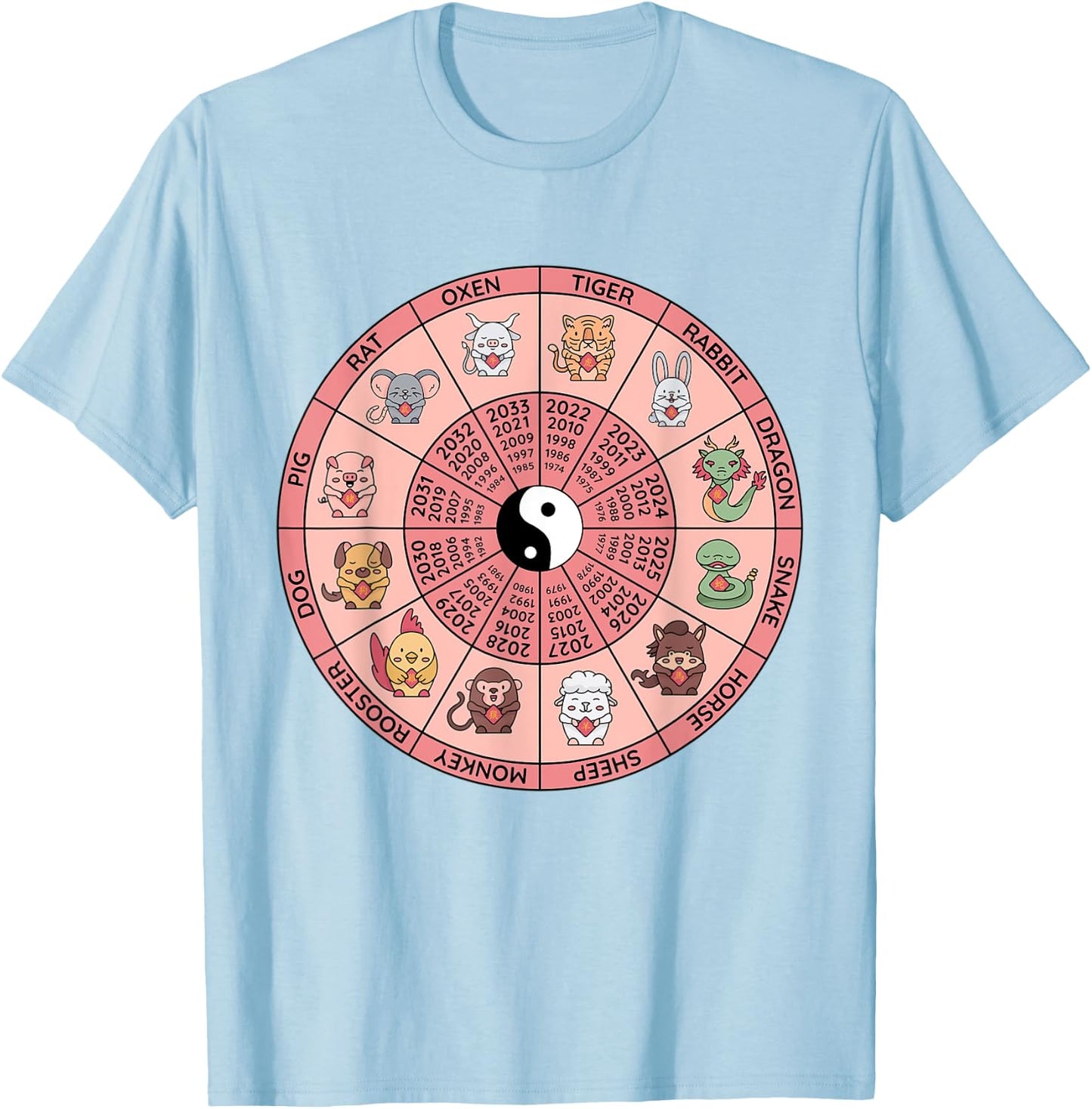 Chinese New Year Zodiac Animals T-Shirt - T-Shirt | Light Blue