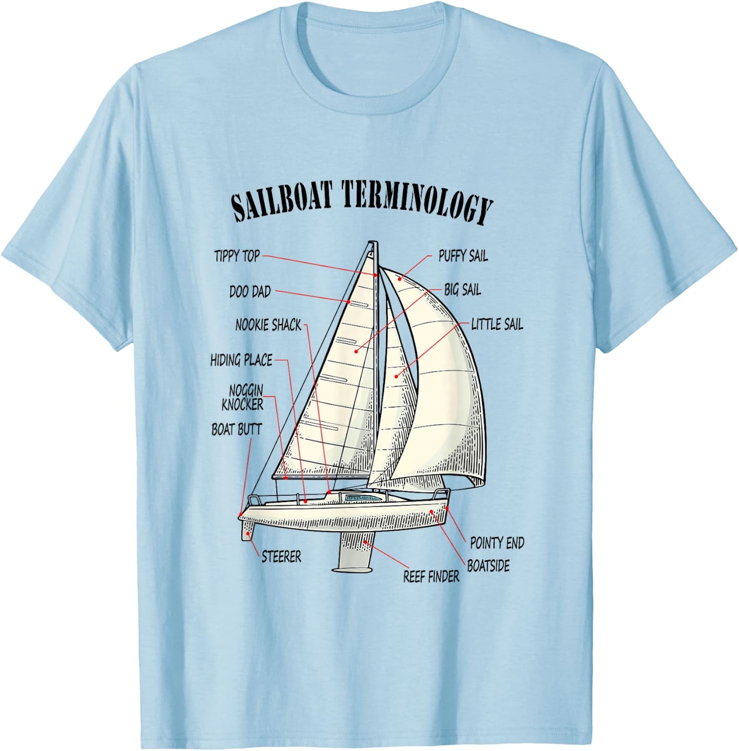 Funny and Completely Wrong Sailboat Terminology T-Shirt - T-Shirt | Light Blue