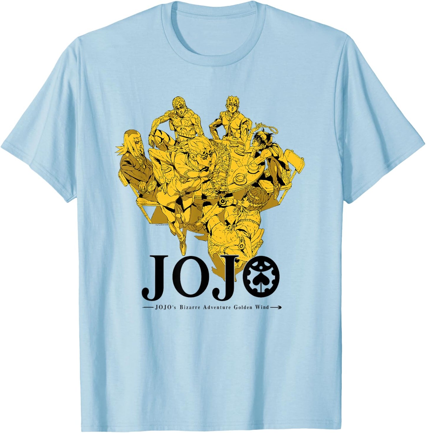 JoJo's Bizarre Adventure Golden Wind Bruno's Gang Gold Anime T-Shirt - T-Shirt | Light Blue