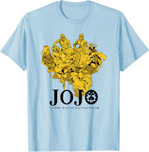 JoJo's Bizarre Adventure Golden Wind Bruno's Gang Gold Anime T-Shirt - T-Shirt | Light Blue