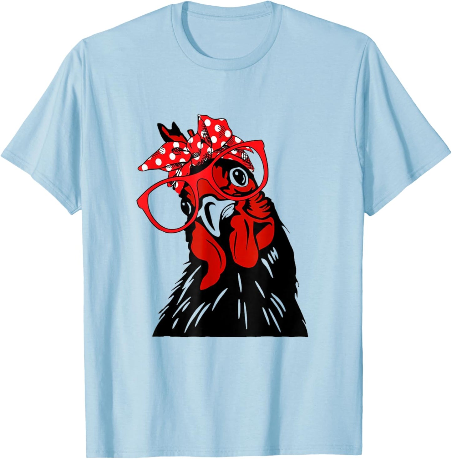 Chicken with bandana headband and glasses cute T-Shirt - T-Shirt | Light Blue