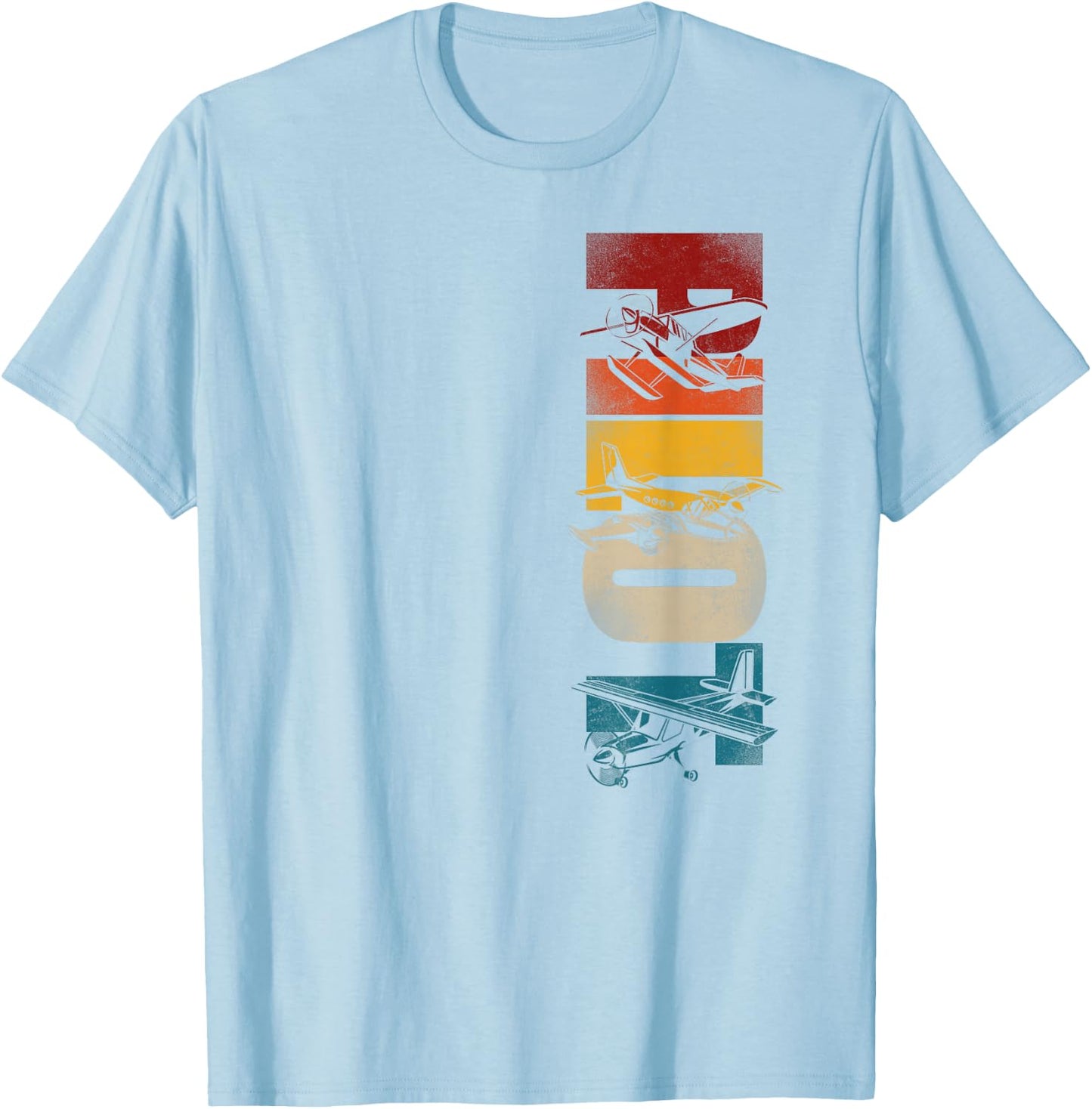 Airplane Pilot Vintage Retro Pilot T-Shirt - T-Shirt | Light Blue