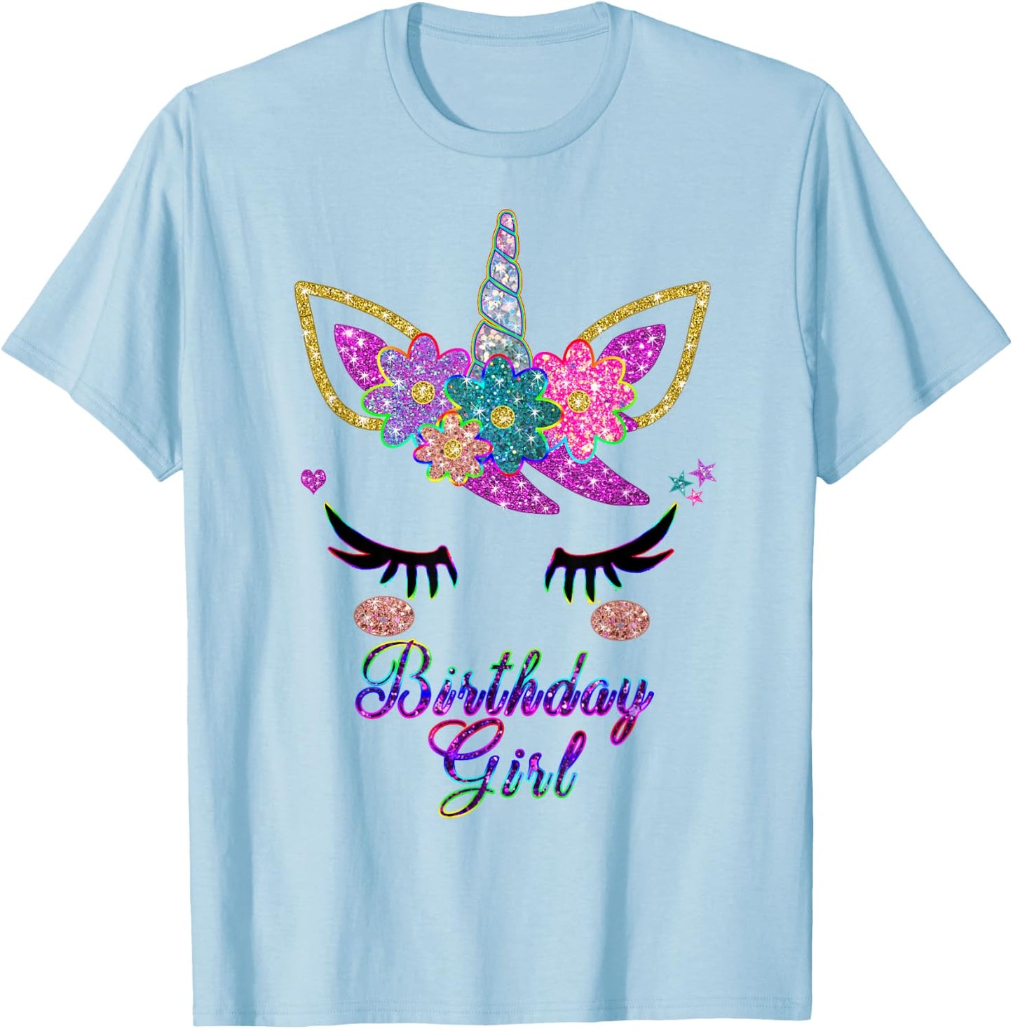 Rainbow Unicorn Birthday , Birthday Girl Outfit T-Shirt - T-Shirt | Light Blue