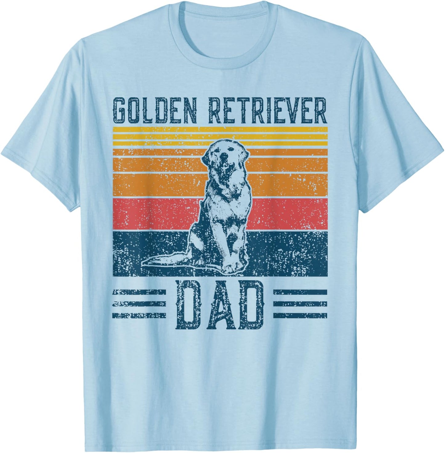 Dog Golden Dad - Vintage Golden Retriever Dad T-Shirt - T-Shirt | Light Blue