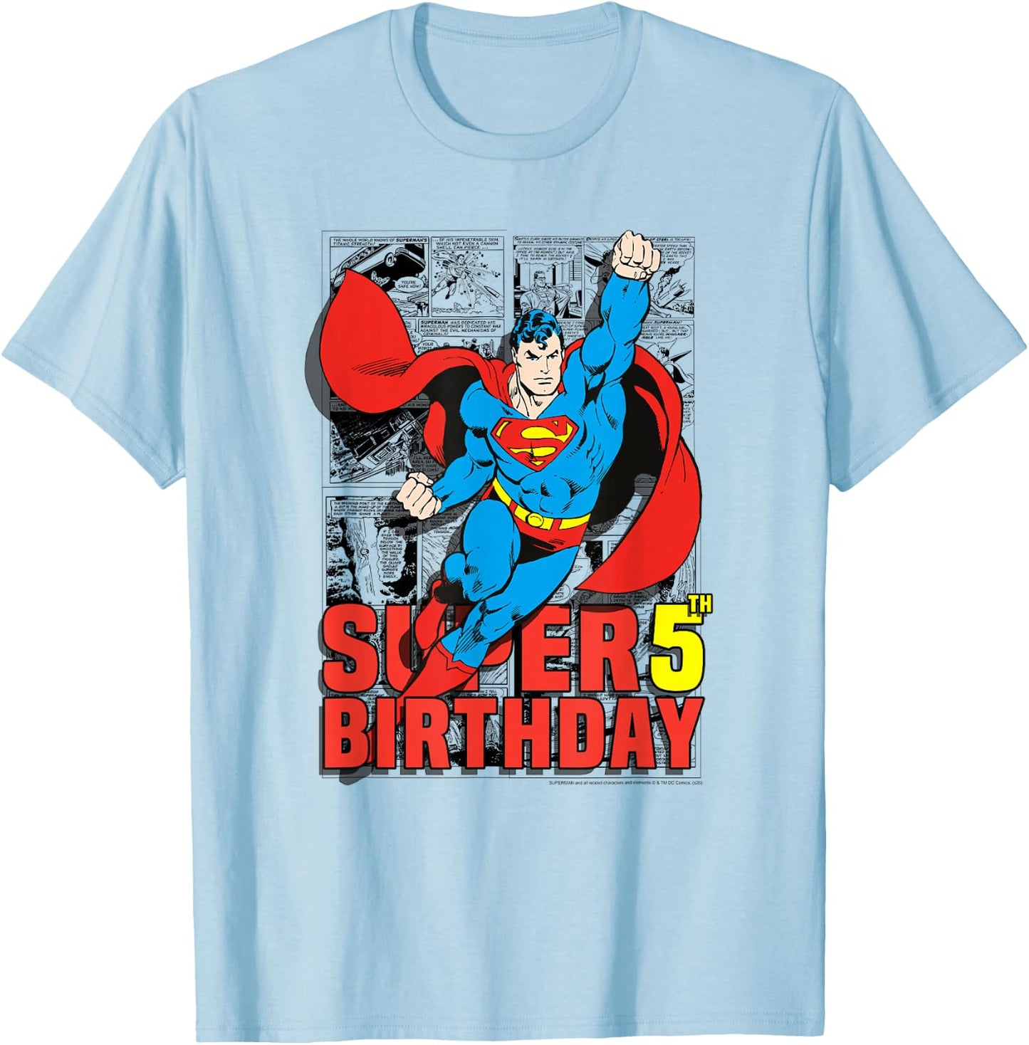 DC Comics Superman Super 5th Birthday Comic T-Shirt - T-Shirt | Light Blue
