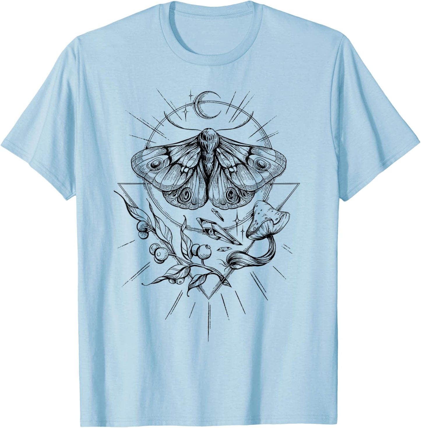 Moth Mystical Goth Dark Goblincore T-Shirt - T-Shirt | Light Blue