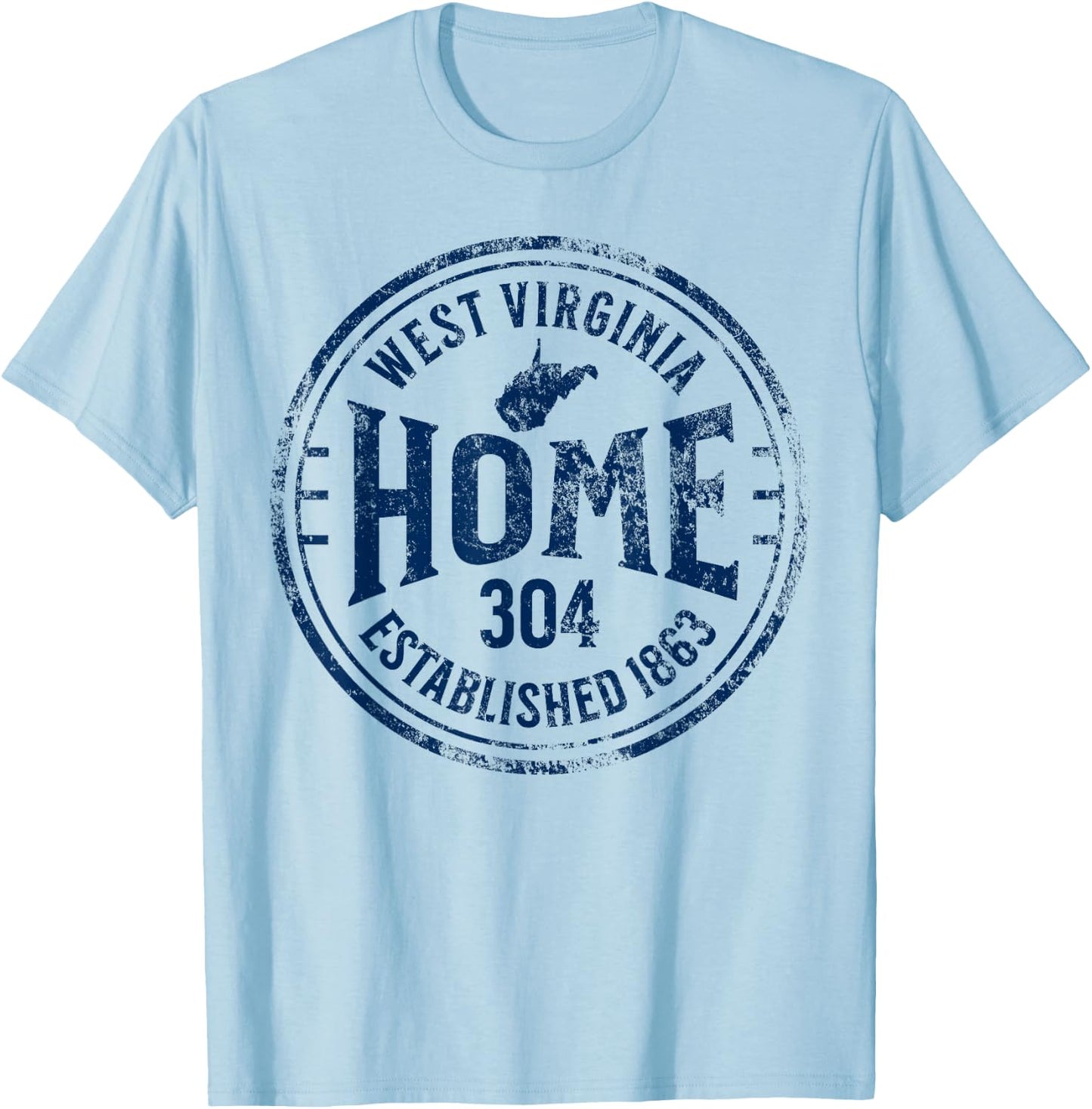 West Virginia Map 304 Home Vintage T-Shirt - T-Shirt | Light Blue