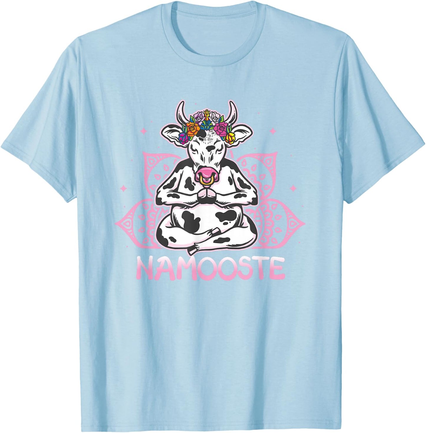 Namooste Meditating Cow Yoga Meditation Namaste T-Shirt - T-Shirt | Light Blue