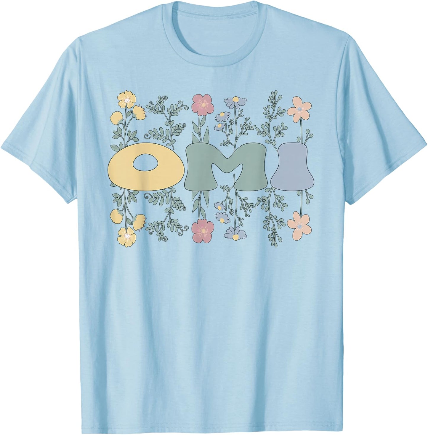 Groovy Omi Grandmother Flowers Omi Grandma T-Shirt - T-Shirt | Light Blue