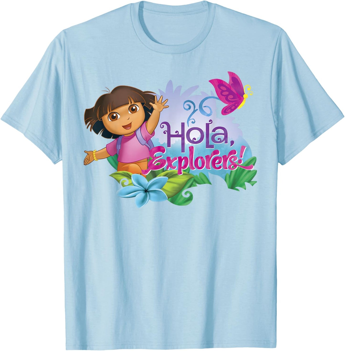 Dora The Explorer Spring Butterfly Hola T-Shirt - T-Shirt | Light Blue