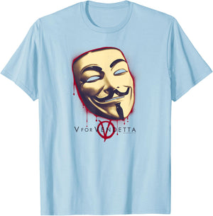 V for Vendetta Fawk's Mask T-Shirt - T-Shirt | Light Blue
