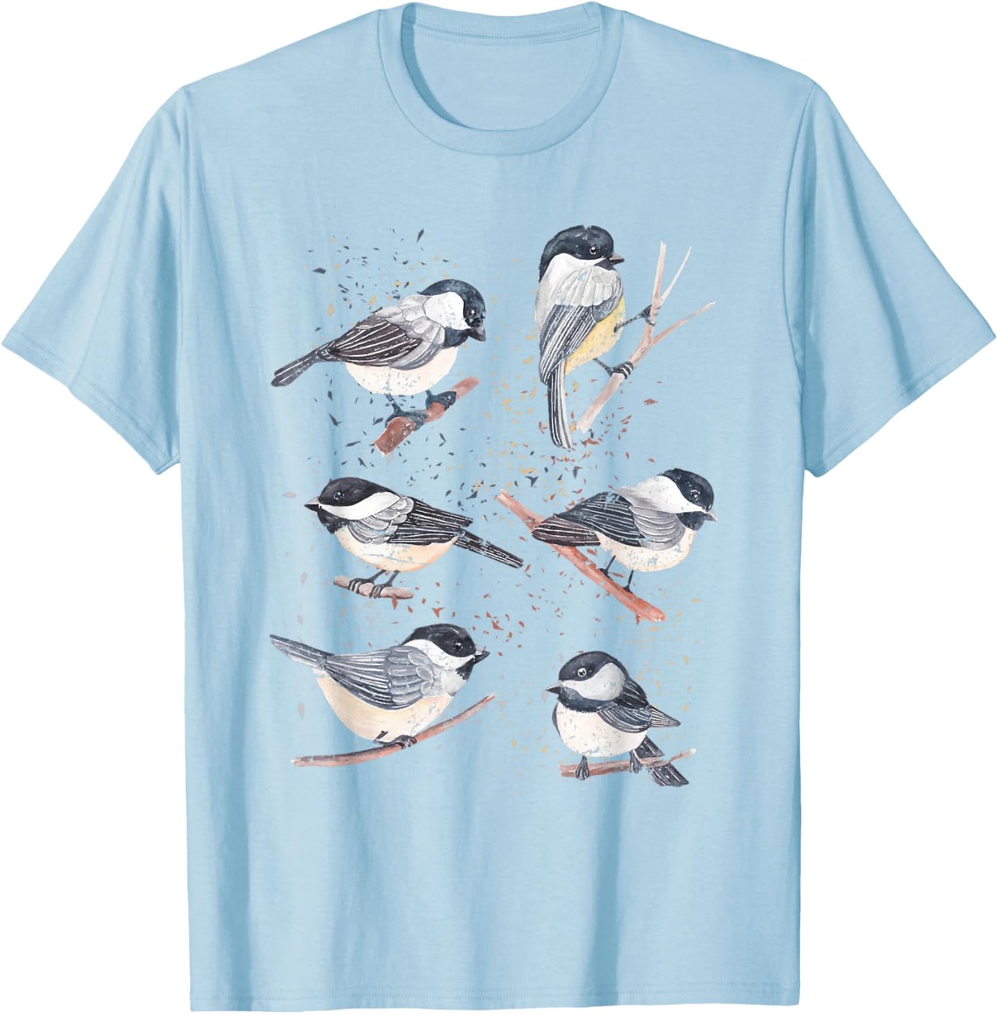 Bird Watching Birding Animal Nature Vintage Chickadee T-Shirt - T-Shirt | Light Blue